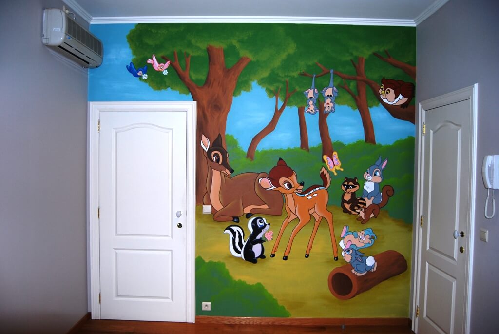 muurschildering bambi