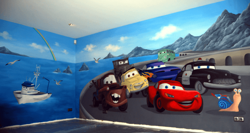 muurschildering-cars-turbo