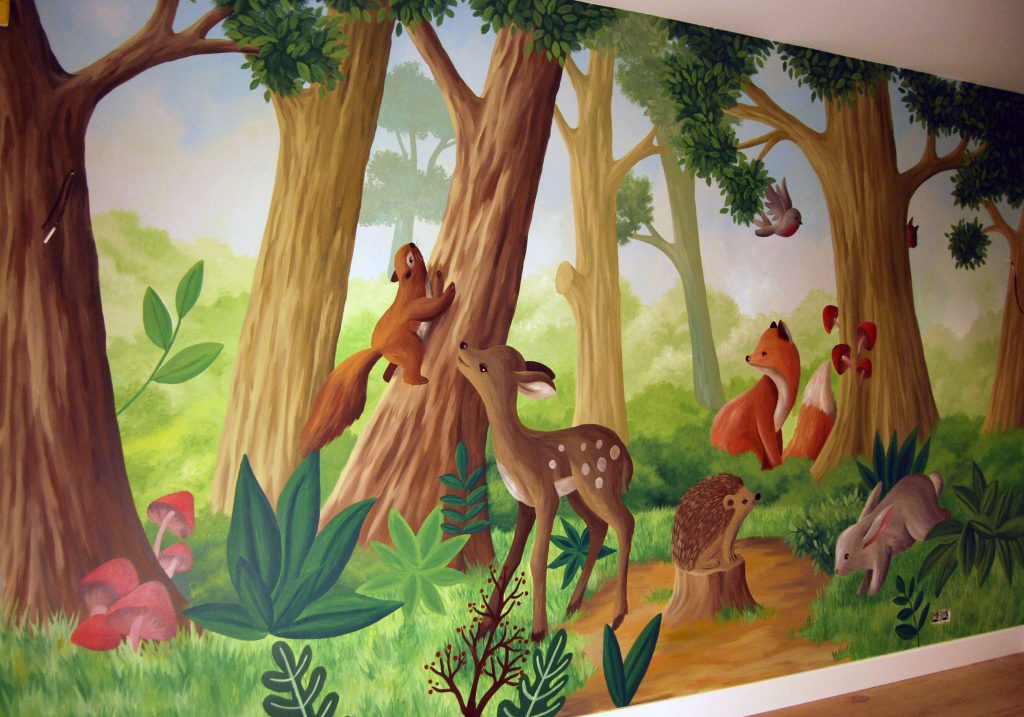 dierenbos-muurschildering