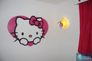 Muurschildering Hello Kitty in een hart