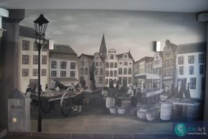 Muurschildering markt in taverne "De Met"