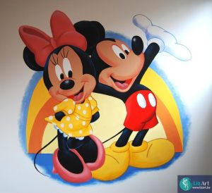 Muurschildering Mickey en Minnie