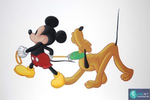 Muurschildering Mickey en Pluto