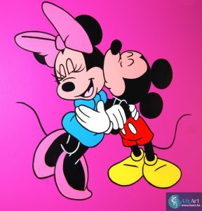 Wandschildering Mickey en Minnie