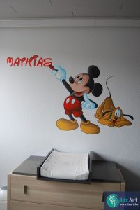 Wandschildering Mickey en Pluto