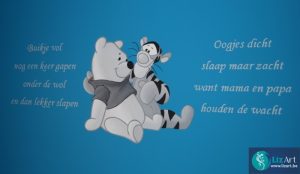 Wandschildering Pooh en Teigetje met gedicht