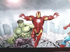 Marvel Hulk en DC Flash muurschildering