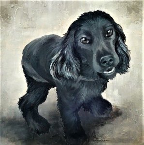 hond portret muurschildering schilderij illustratie