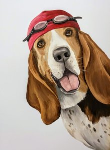 hond portret muurschildering schilderij illustratie