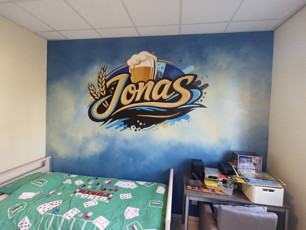 graffiti muurschildering voor een jonge bierfan